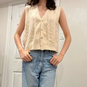 Cream Cable Knit Women's Sweater Vest